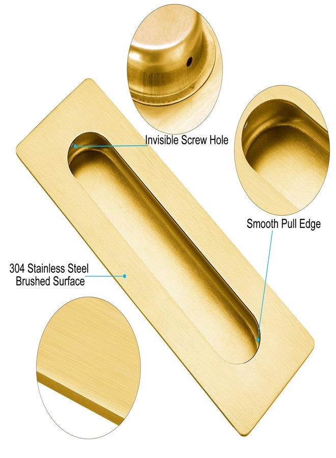 Malimali 7 Inch Large Recessed Finger Flush Pulls for Barn Door Pocket Door, Heavy Duty Sliding Closet Door Handle, Brushed Gold Stainless Steel Rectangular Door Pulls Hardware(2 Pack) - Image 3